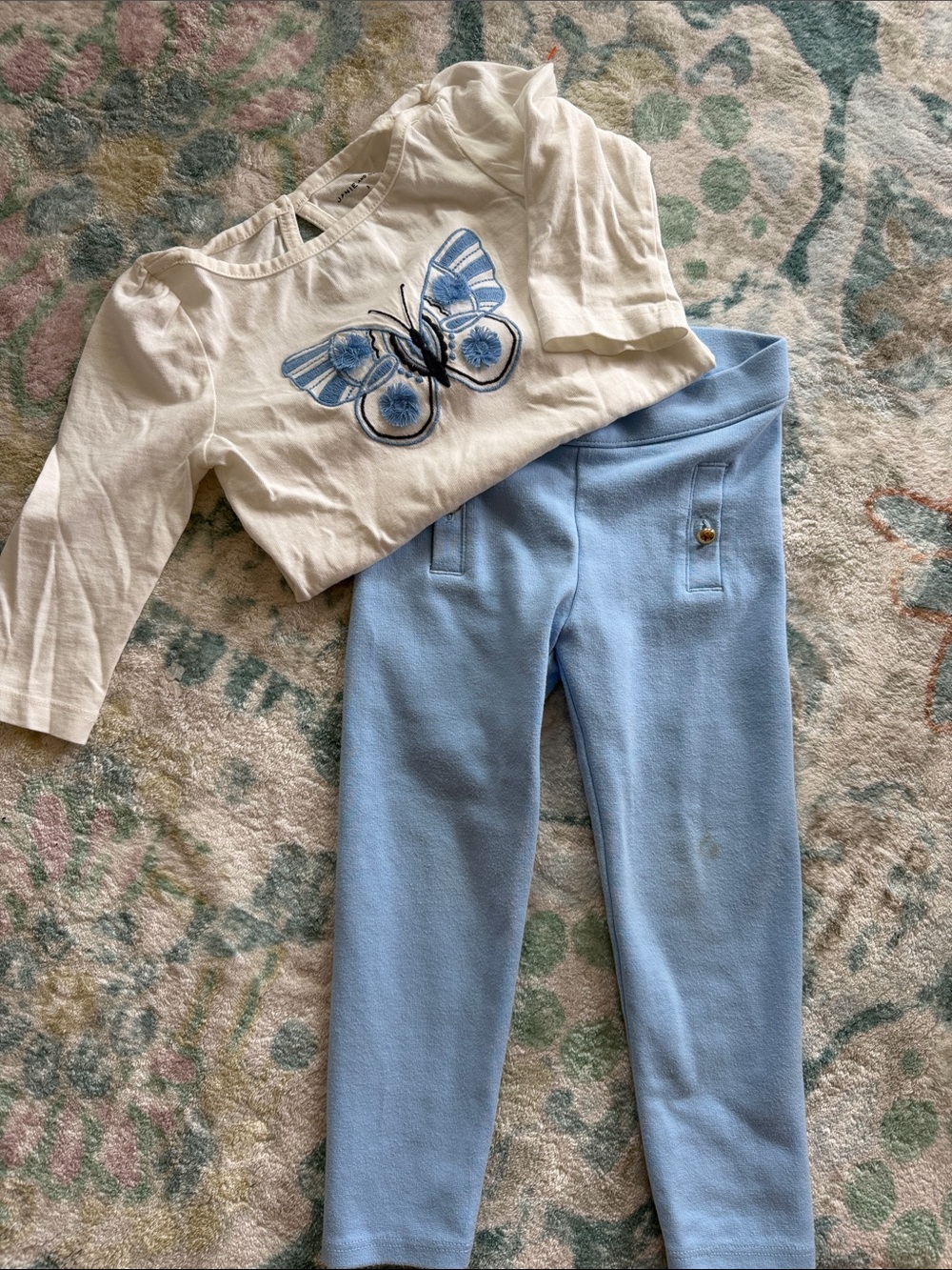 Janie and Jack Blue Leggings with White Butterfly Tee